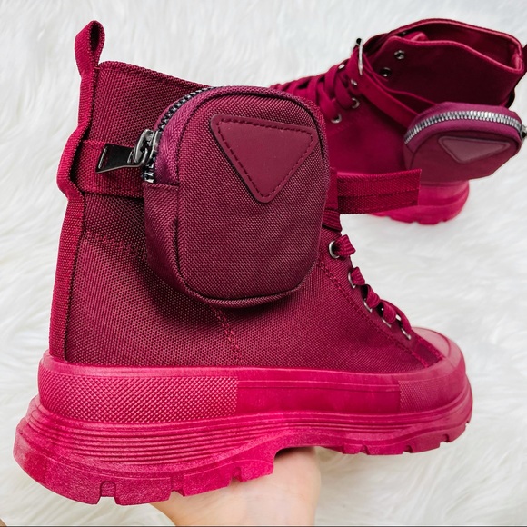 Burgundy pouch high top sneaker - Picture 6 of 9